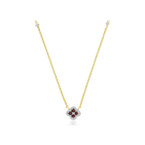14K Yellow Gold Ruby & Diamond Pendant 0.21 CTW Round Rubies | Bradley's Jewelers Bradley's Jewelers Jacksonville, NC