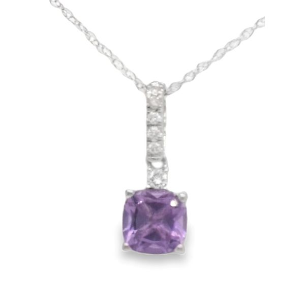 14K White Gold Amethyst & Diamond Pendant 0.92 CTW Cushion Amethyst | Bradley's Jewelers Bradley's Jewelers Jacksonville, NC