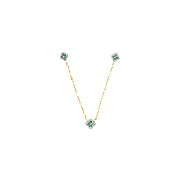 14K Yellow Gold Quatrefoil Station Emerald & Diamond Pendant 0.39 CTW | Bradley's Jewelers Bradley's Jewelers Jacksonville, NC
