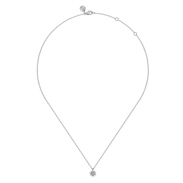 Gabriel & Co 14K White Gold White Sapphire Cluster Pendant Necklace – Color Collection Image 2 Bradley's Jewelers Jacksonville, NC