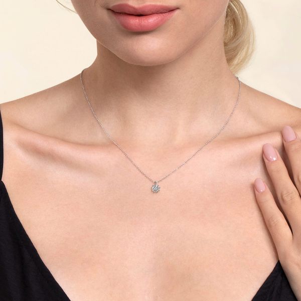 Gabriel & Co 14K White Gold White Sapphire Cluster Pendant Necklace – Color Collection Image 3 Bradley's Jewelers Jacksonville, NC