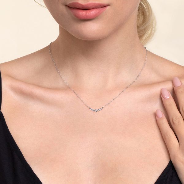 Gabriel & Co 14K White Gold White Sapphire Bar Necklace – Color Collection Image 3 Bradley's Jewelers Jacksonville, NC