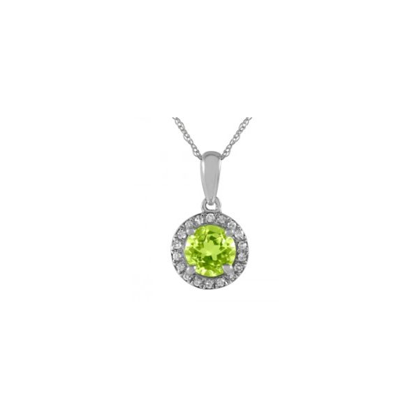 10K White Gold Peridot Halo Pendant | Green Gemstone Necklace Bradley's Jewelers Jacksonville, NC