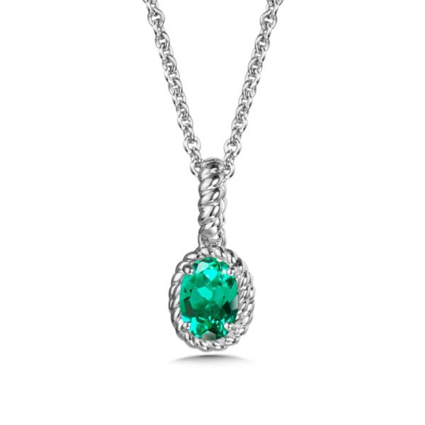 Sterling Silver Created Emerald Birthstone Pendant Bradley's Jewelers Jacksonville, NC