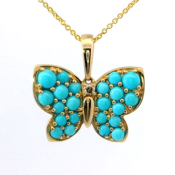 Le Vian Robin’s Egg Blue Turquoise and Nude Diamond Pendant in 14K Honey Gold Bradley's Jewelers Jacksonville, NC