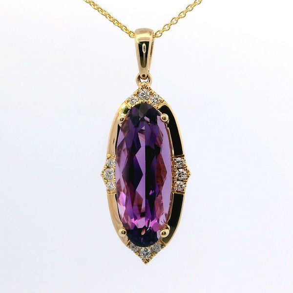 Le Vian Oval Grape Amethyst and Nude Diamond Pendant in 14K Honey Gold Bradley's Jewelers Jacksonville, NC