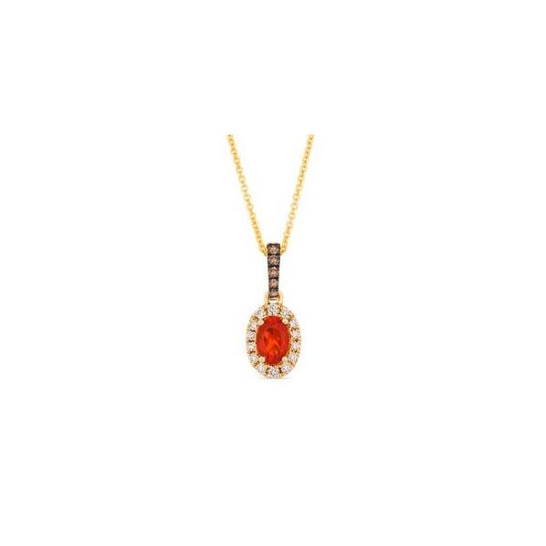 Le Vian Neon Tangerine Fire Opal and Diamond Pendant in 14K Strawberry Gold Bradley's Jewelers Jacksonville, NC