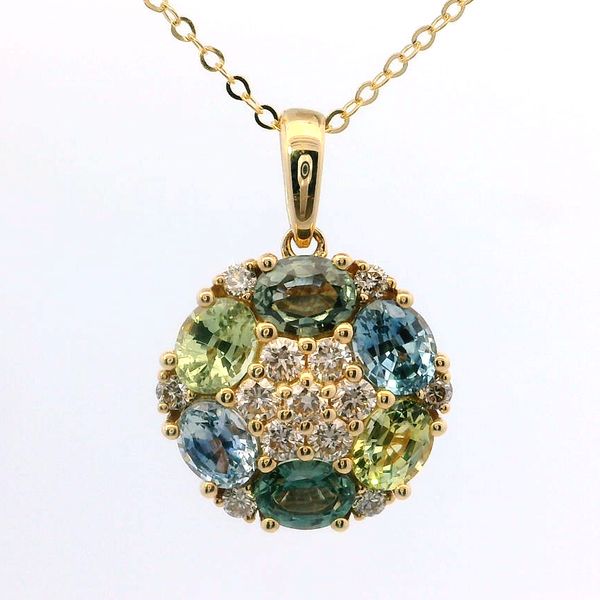 Le Vian Multicolor Montana Sapphire and Diamond Pendant in 14K Honey Gold Bradley's Jewelers Jacksonville, NC