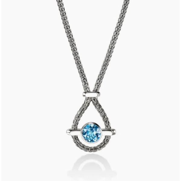 John Hardy Icon Silver Chain Necklace with Swiss Blue Topaz Bradley's Jewelers Jacksonville, NC