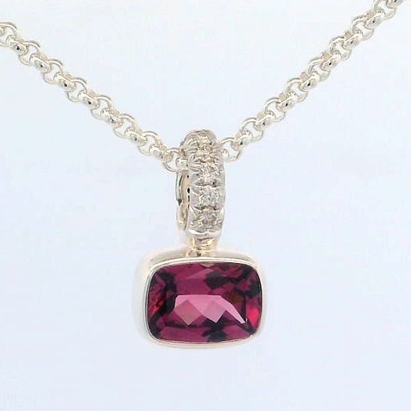 John Hardy Heishi Silver Rhodolite & Diamond Pendant Necklace Bradley's Jewelers Jacksonville, NC