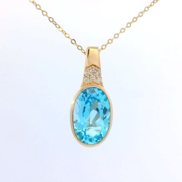 Le Vian® Oval Blue Topaz & Nude Diamonds™ Pendant in 14K Honey Gold™ Bradley's Jewelers Jacksonville, NC