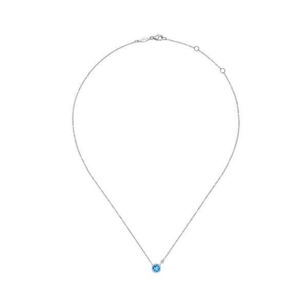 Gabriel & Co. Sterling Silver Blue Topaz & Diamond Necklace Image 2 Bradley's Jewelers Jacksonville, NC