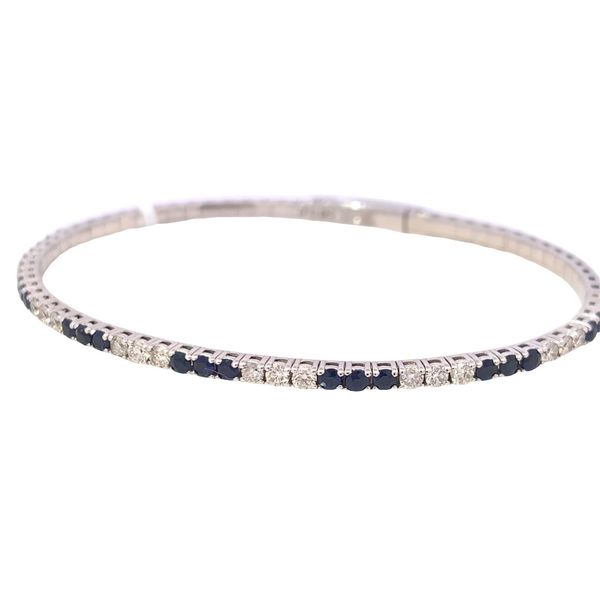 14K White Gold Diamond & Sapphire Soft Bangle Bracelet 1.56 CTW Bradley's Jewelers Jacksonville, NC