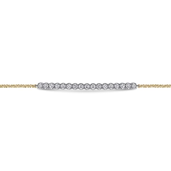 Gabriel & Co 14K Yellow Gold White Sapphire Bar Bracelet – Contemporary Collection Image 2 Bradley's Jewelers Jacksonville, NC