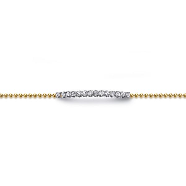 Gabriel & Co 14K White & Yellow Gold White Sapphire Bar Bracelet – Bujukan Collection Image 2 Bradley's Jewelers Jacksonville, NC