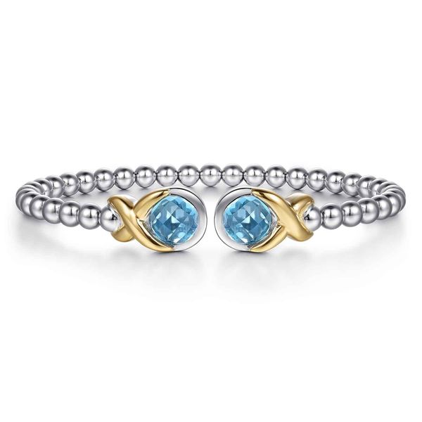 Gabriel & Co Sterling Silver & 14K Yellow Gold Swiss Blue Topaz Bangle – Bujukan Collection Bradley's Jewelers Jacksonville, NC