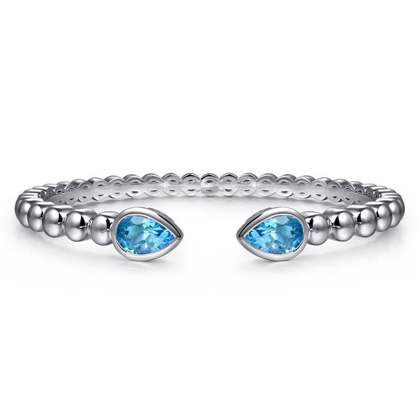 Gabriel & Co Sterling Silver Bujukan & Pear-Shaped Blue Topaz Split Bangle – Bujukan Collection Bradley's Jewelers Jacksonville, NC