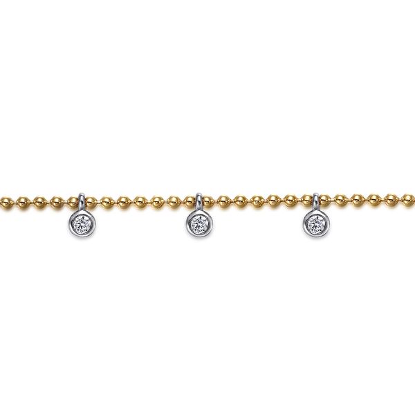 Gabriel & Co 14K White & Yellow Gold Bujukan White Sapphire Droplet Bracelet – Contemporary Collection Image 2 Bradley's Jewelers Jacksonville, NC
