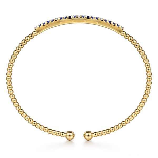 Gabriel & Co Bujukan Diamond and Blue Sapphire Split Bangle Image 3 Bradley's Jewelers Jacksonville, NC