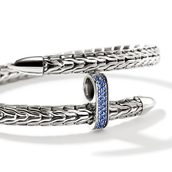 John Hardy Spear Silver Flex Cuff with Blue Sapphires 5.5mm Image 2 Bradley's Jewelers Jacksonville, NC