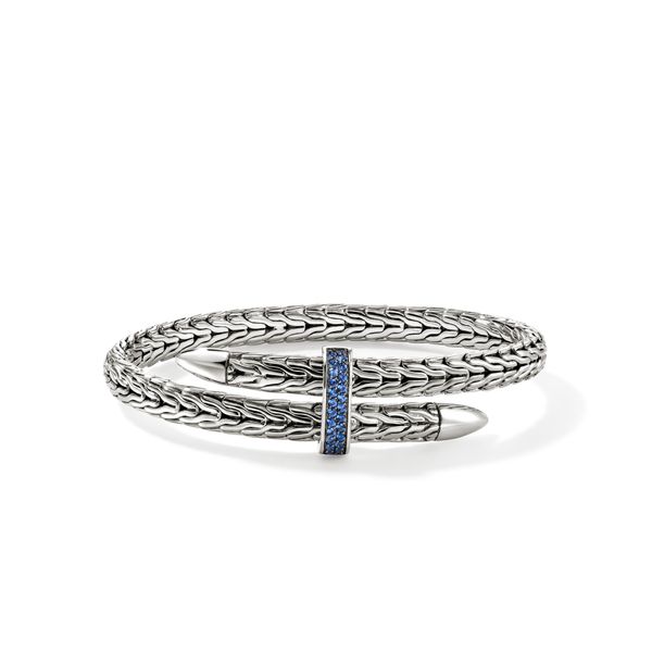 John Hardy Spear Silver Flex Cuff with Blue Sapphires 5.5mm Bradley's Jewelers Jacksonville, NC