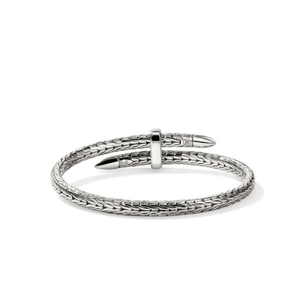 John Hardy Spear Silver Flex Cuff with Black Sapphires 5.5mm Image 2 Bradley's Jewelers Jacksonville, NC