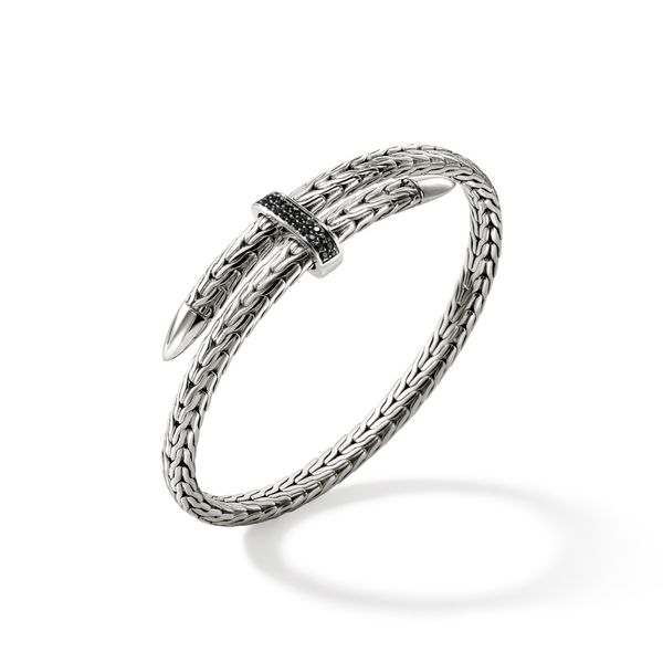 John Hardy Spear Silver Flex Cuff with Black Sapphires 5.5mm Image 3 Bradley's Jewelers Jacksonville, NC