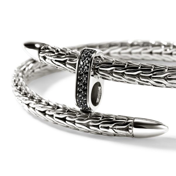 John Hardy Spear Silver Flex Cuff with Black Sapphires 5.5mm Image 4 Bradley's Jewelers Jacksonville, NC