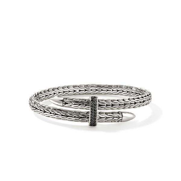 John Hardy Spear Silver Flex Cuff with Black Sapphires 5.5mm Bradley's Jewelers Jacksonville, NC