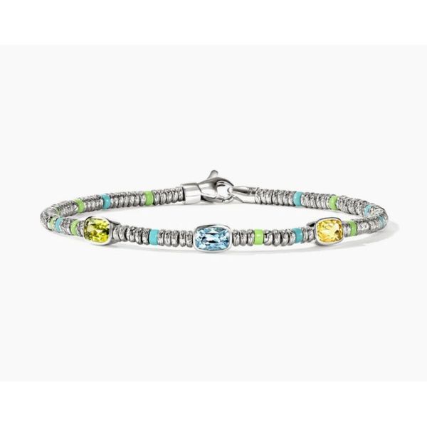 John Hardy Heishi Silver Bead Bracelet with Peridot, Blue Topaz & Lemon Quartz Bradley's Jewelers Jacksonville, NC