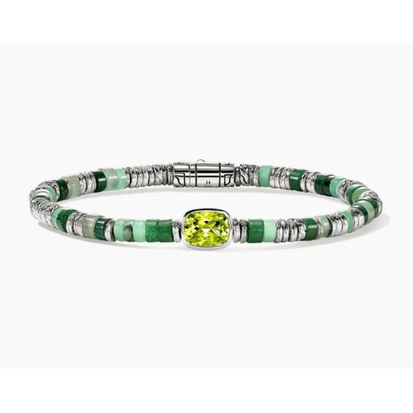John Hardy Heishi Silver Bead Bracelet with Peridot & Green Gemstones Bradley's Jewelers Jacksonville, NC