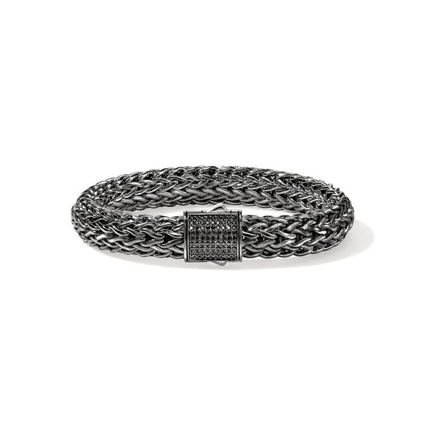 John Hardy Icon Silver 10.5mm Large Bracelet with Treated Black Sapphire & Black Rhodium Bradley's Jewelers Jacksonville, NC
