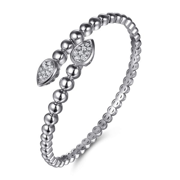 Gabriel & Co. Sterling Silver Bujukan White Sapphire 0.50 CTW Bypass Bangle Bracelet Image 2 Bradley's Jewelers Jacksonville, NC