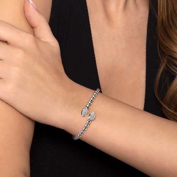 Gabriel & Co. Sterling Silver Bujukan White Sapphire 0.50 CTW Bypass Bangle Bracelet Image 4 Bradley's Jewelers Jacksonville, NC