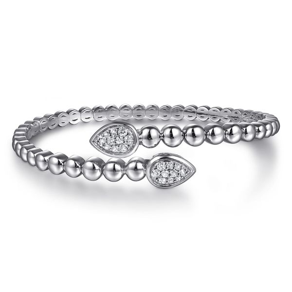 Gabriel & Co. Sterling Silver Bujukan White Sapphire 0.50 CTW Bypass Bangle Bracelet Bradley's Jewelers Jacksonville, NC