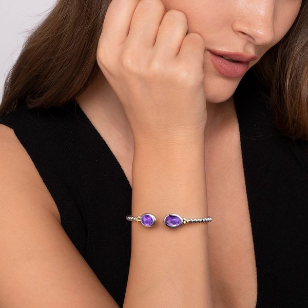 Gabriel & Co. 14K Yellow Gold & Sterling Silver Bujukan Oval Amethyst Bangle Image 4 Bradley's Jewelers Jacksonville, NC