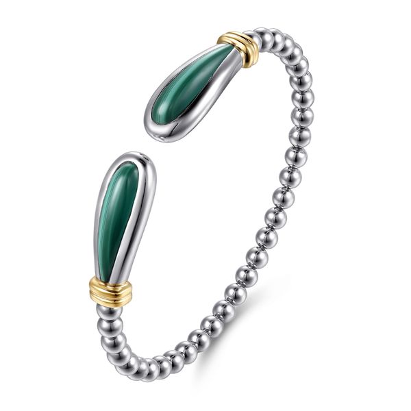 Gabriel & Co. 14K Yellow Gold & Sterling Silver Bujukan Bangle with Malachite Image 2 Bradley's Jewelers Jacksonville, NC