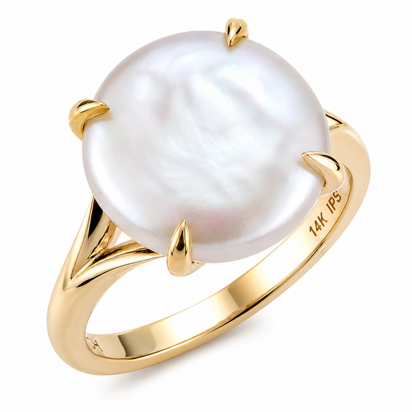 Imperial 14K Yellow Gold Coin Pearl Split Shank Ring Size 7 Bradley's Jewelers Jacksonville, NC