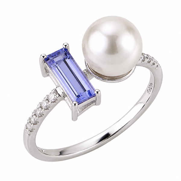 Imperial 14K White Gold Pearl, Tanzanite & Diamond Ring Bradley's Jewelers Jacksonville, NC