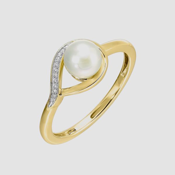 14K Yellow Gold Pearl & Diamond Ring – 0.02 CTW Image 2 Bradley's Jewelers Jacksonville, NC