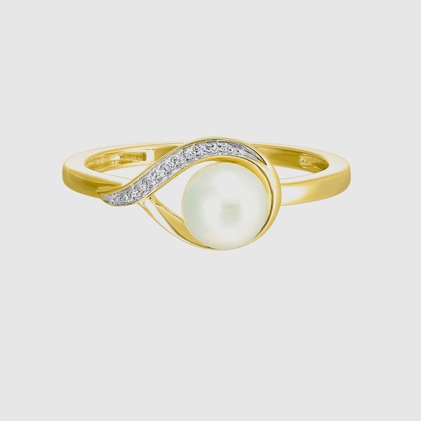 14K Yellow Gold Pearl & Diamond Ring – 0.02 CTW Bradley's Jewelers Jacksonville, NC