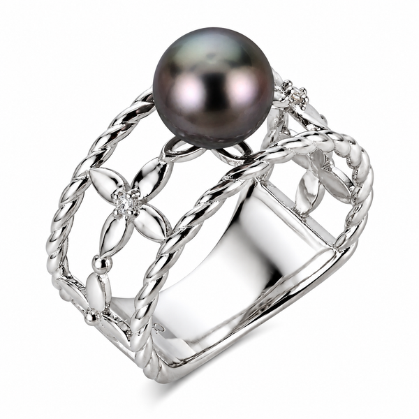 Imperial Tahitian Cultured Pearl & Diamond Ring Bradley's Jewelers Jacksonville, NC