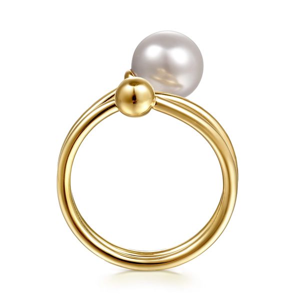 Gabriel & Co 14K Yellow Gold Bujukan Beads & Pearl Bypass Ring – Bujukan Collection Image 4 Bradley's Jewelers Jacksonville, NC