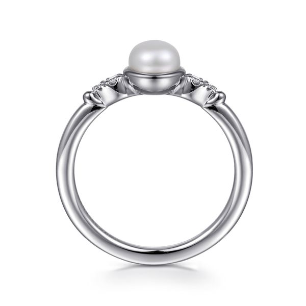 Gabriel & Co. Sterling Silver Pearl & Diamond Bujukan Ring Image 2 Bradley's Jewelers Jacksonville, NC