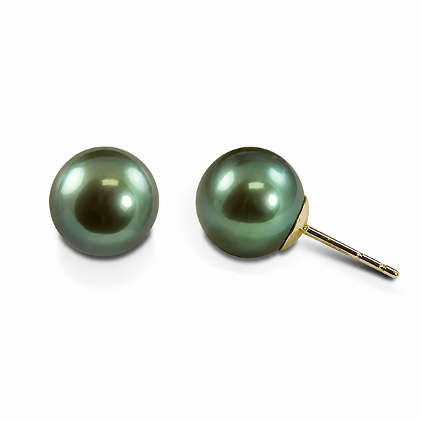 Imperial 14K Yellow Gold Green Freshwater Pearl Stud Earrings Bradley's Jewelers Jacksonville, NC