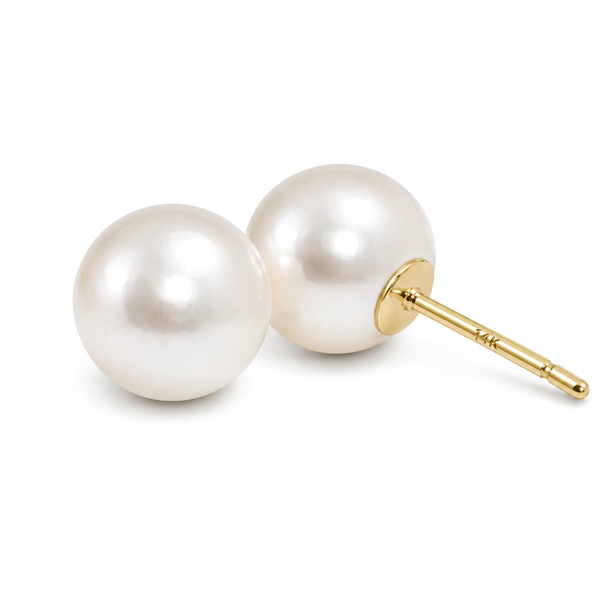 Imperial 14K Yellow Gold 8–8.5mm High-Luster Akoya Cultured Pearl Stud Earrings Bradley's Jewelers Jacksonville, NC