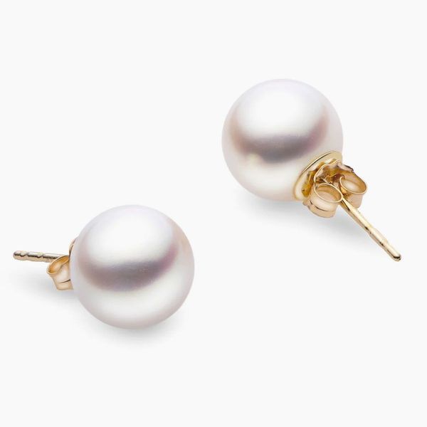 Sterling Silver Two-Tone 6-6.5mm AA Freshwater Cultured Pearl Earrings Bradley's Jewelers Jacksonville, NC