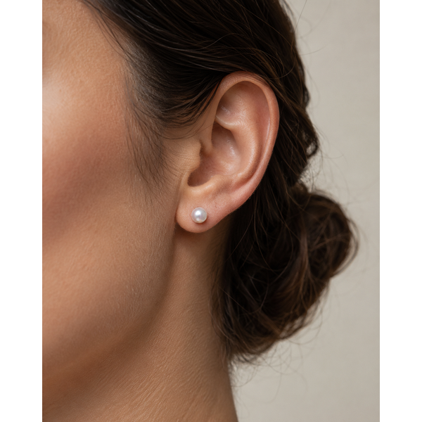 Imperial 14K Yellow Gold 6–6.5mm High-Luster Akoya Cultured Pearl Stud Earrings Image 2 Bradley's Jewelers Jacksonville, NC