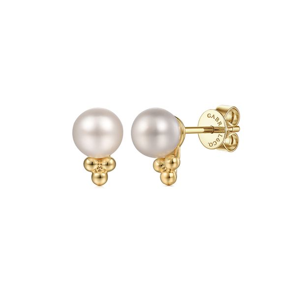 Gabriel & Co 14K Yellow Gold Pearl Bujukan Stud Earrings – Bujukan Collection Bradley's Jewelers Jacksonville, NC