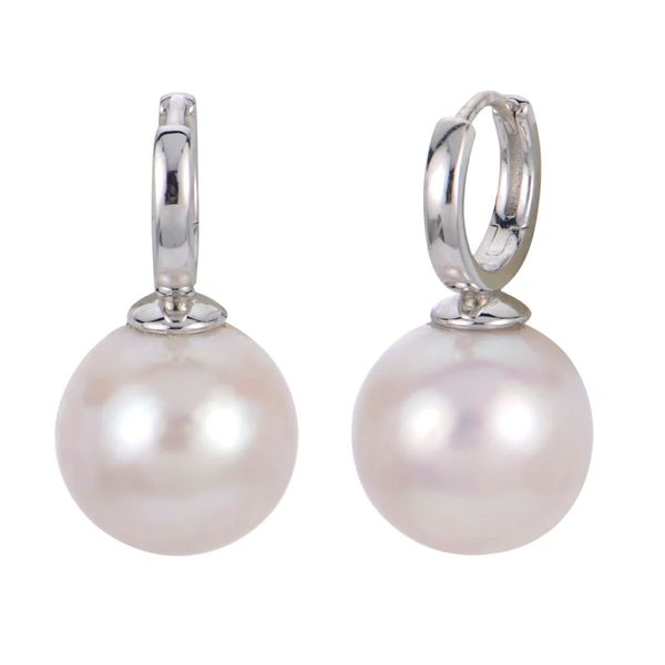 Imperial Sterling Silver Freshwater Pearl Huggie Hoop Earrings Bradley's Jewelers Jacksonville, NC